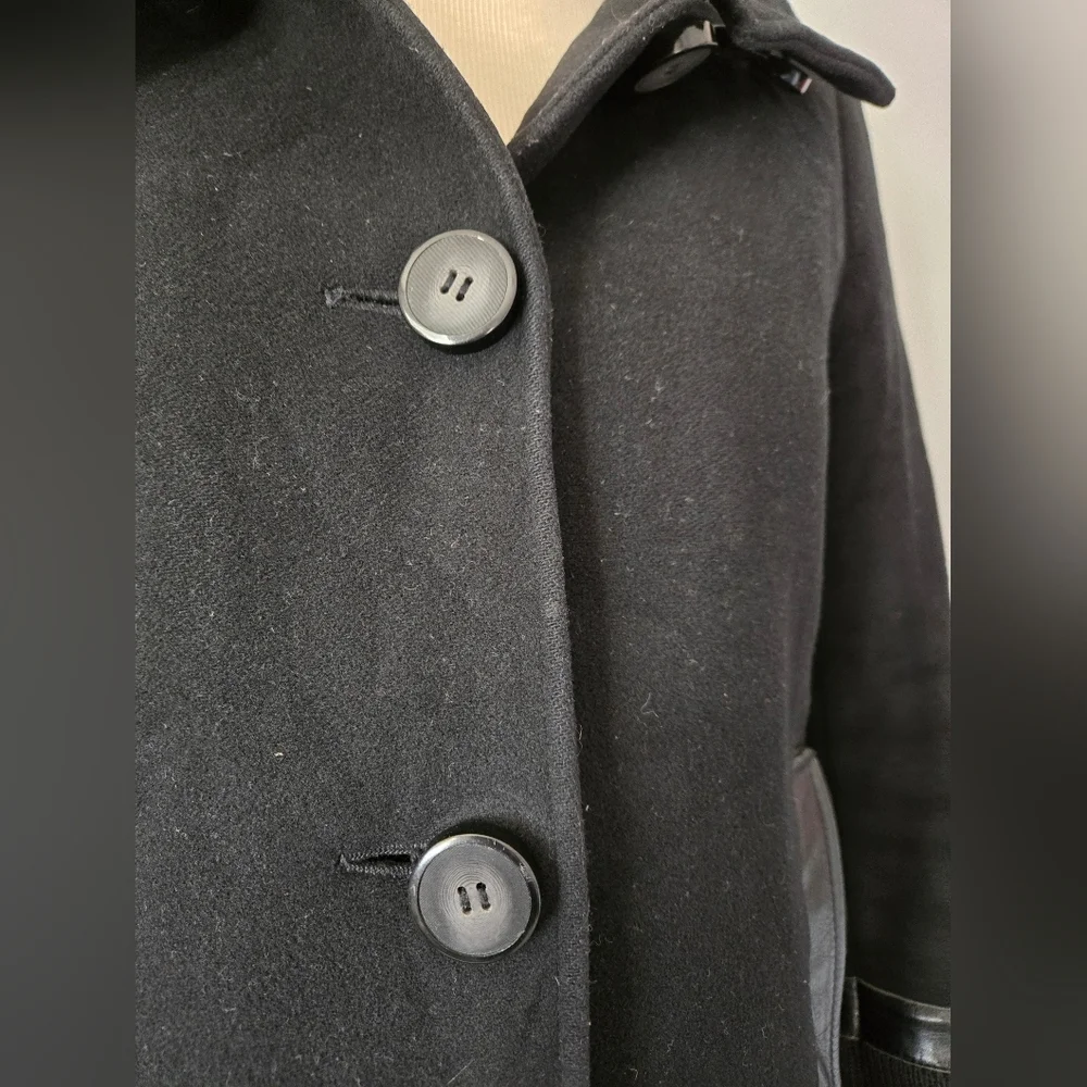 MACKAGE Wool/Cashmere/Leather Women's Black Button-Up Coat. Size Small - Picture 9 of 14